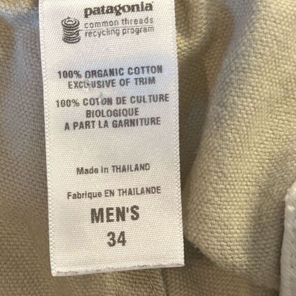 Patagonia Mens Worn Wear Duck Pants Organic Cotton size 34 Chino Khaki 56825 - Picture 8 of 10